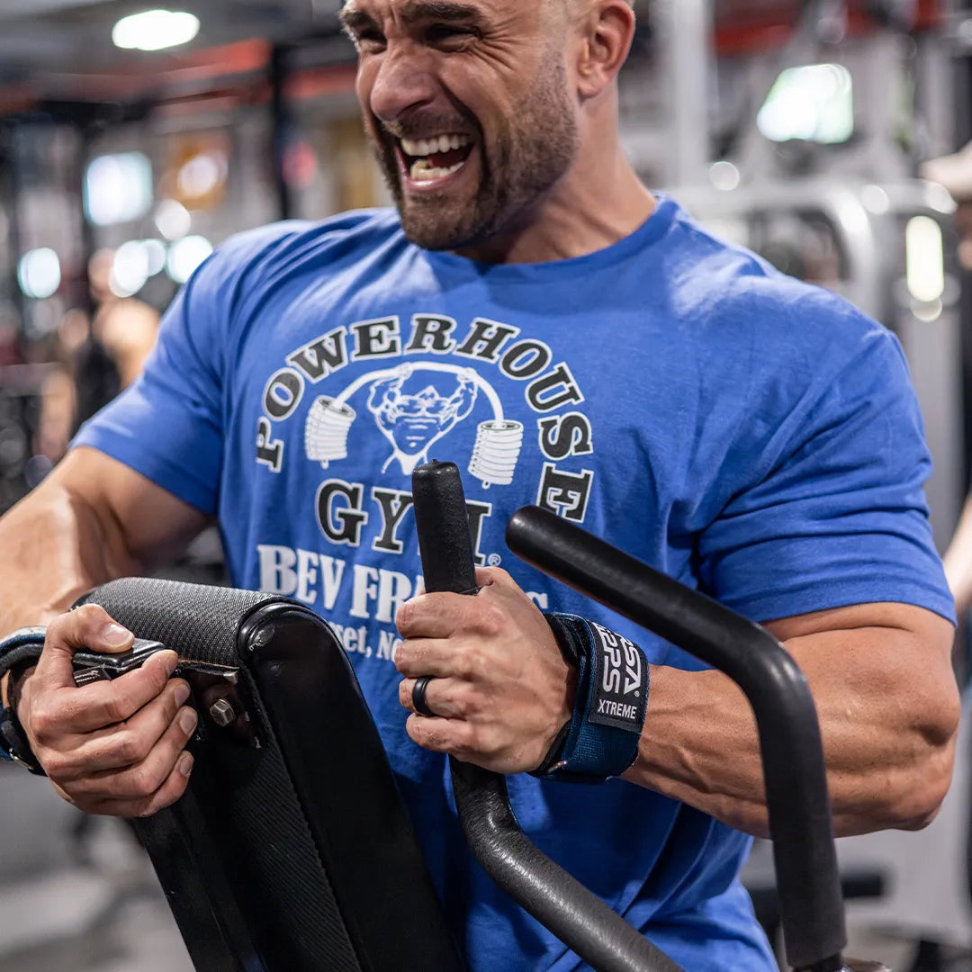 Lifter straining through a hard set wearing Versa Gripps Xtreme